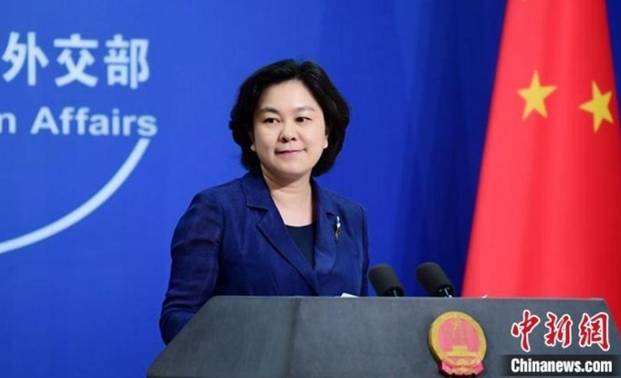 8일 호주당국에 중국인 보호조치를 요구하는 중국외교부 화춘잉대변인. 중국신원왕 캡쳐.