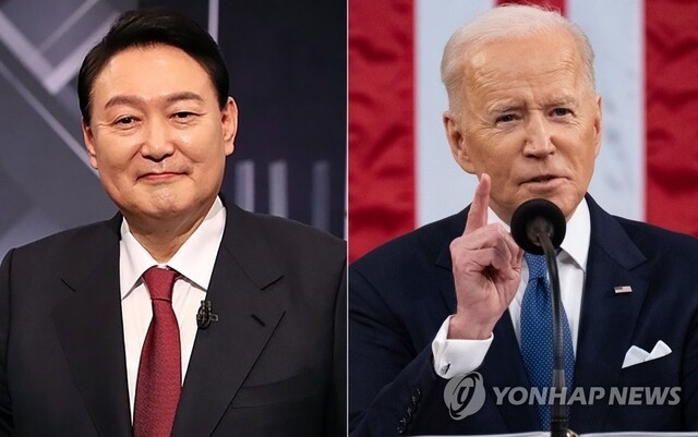 윤석열 당선인과 바이든 미국 대통령. 연합/한중21제휴사