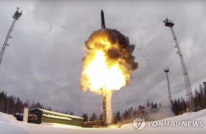 러시아의 핵탄두 탑재 가능 ICBM 발사 훈련 모습. 사진=연합뉴스/한중21 제휴사
