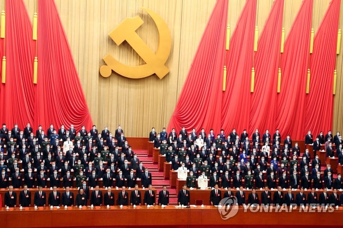 10월 22일 중국 베이징 인민대회당에서 진행된 중국 공산당 제20차 전국대표대회(당 대회) 폐막식. 