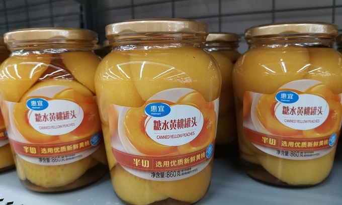 중국에서 판매되는 복숭아 병조림. 사진=중국 포털 바이두 캡처