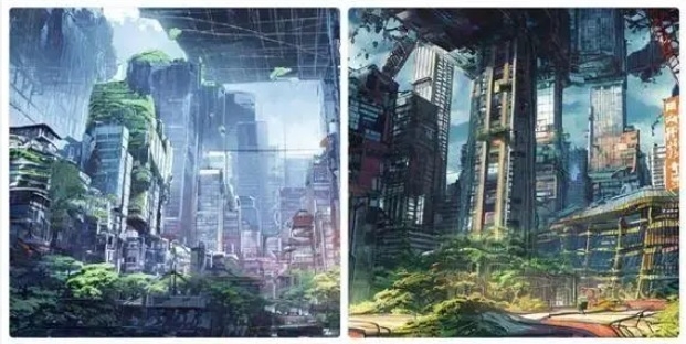 AI(인공지능) 페인팅으로 작업한 게임 배경 이미지. 사진=중국 포털 바이두 캡처