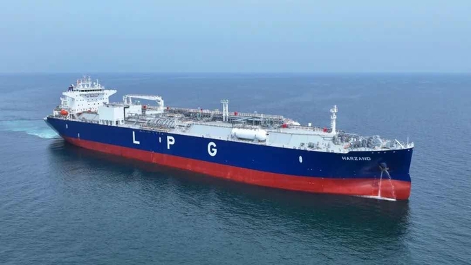 중국국영조선공사가 건조한 초대형 LPG 운반선. 사진=중국 포털 바이두 캡처