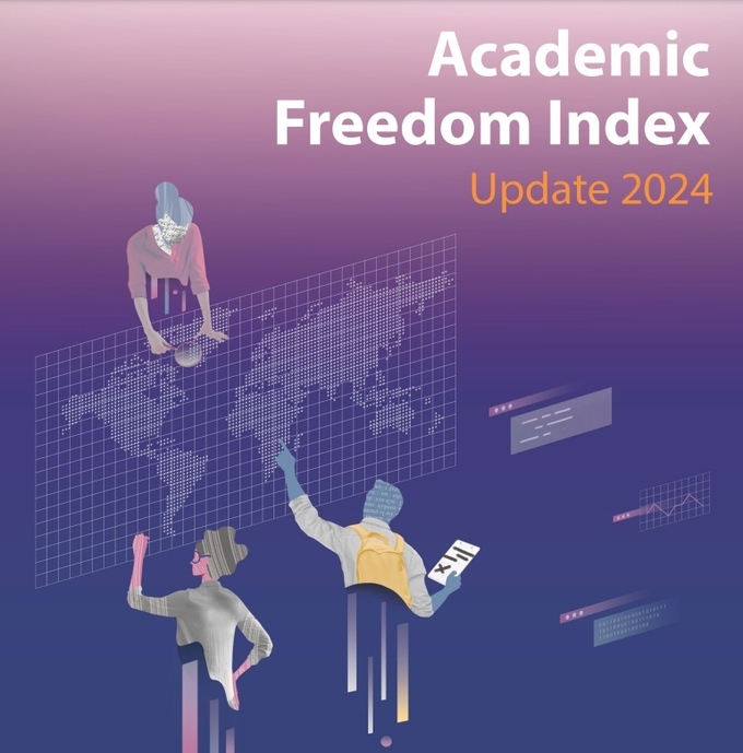 전 세계 179개 국가들의 학문 자유 지수(2024 Academic Freedom Index, AFI) 순위