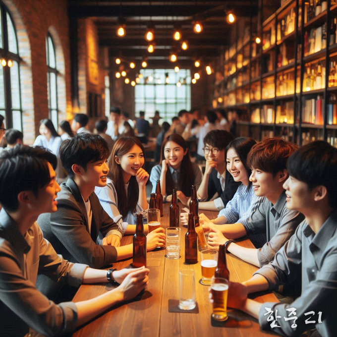 중국에서 바에 모여 학술세미나를 벌이는 '학술바' 행사가 인기다. AI제작 이미지