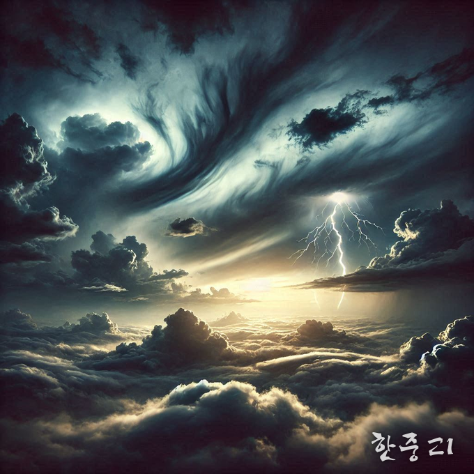 글로벌 경제에는 짙은 먹구름이 걷히지 않고 짙어만 간다.. 중국의 경제의 앞날도 이 먹구름 소겡 있다. AI제작 이미지