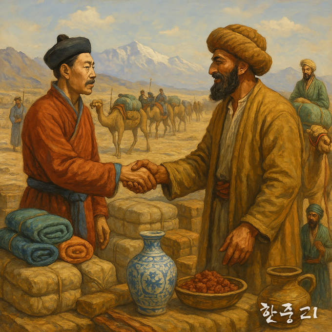 중국과 중앙아시아 간의 무역 규모가 갈수록 성장하고 있다. 이미지=AI 제작