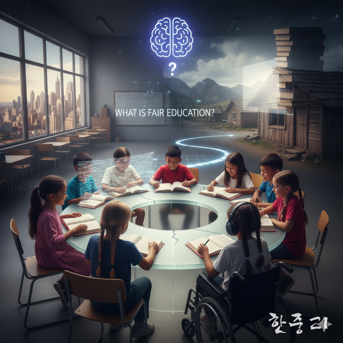 중국에서 공평 교육이 사회 화두로 떠오르고 있다.                                                                                        이미지 = AI 제작 