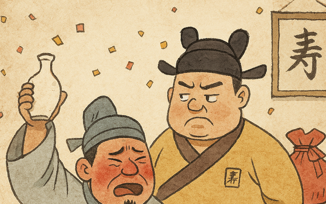 "내 술 취해 붉은 얼굴을 돌리도!"