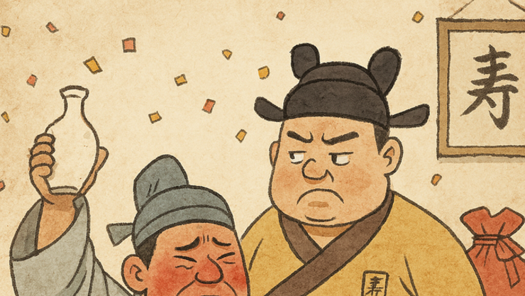 "내 술 취해 붉은 얼굴을 돌리도!"