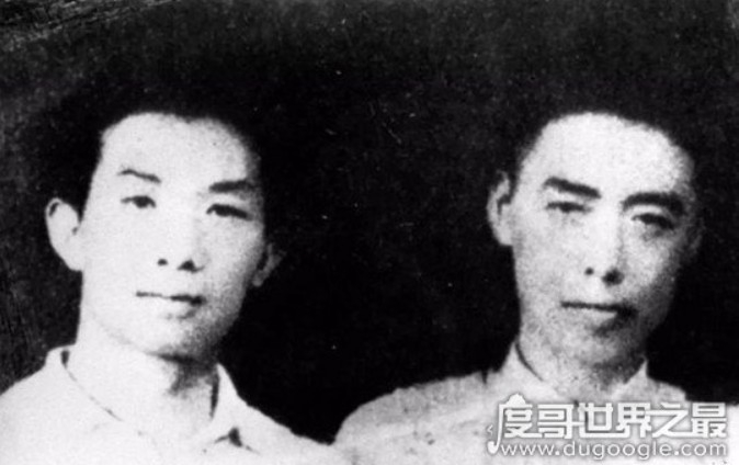 니에얼(왼쪽) 과 티엔한(오른쪽) , 1933년 입당과 선서후 같이 찍은 것으로 알려졌다. dugoogle.com 度哥世界之最 웨이보캡쳐.