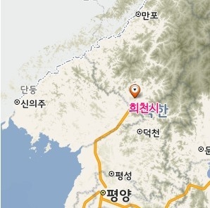 항미원조전쟁에 투입된 중국인민지원군 첫부대가 북한에 처음 진입한 희천시의 위치. 통일부 북한정보포털캡쳐.
